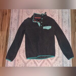 PATAGONIA Gray and Teal Snap Pullover